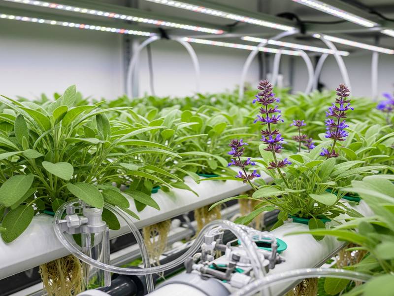 Sauge aux feuilles larges cultivée en intérieur sous LED