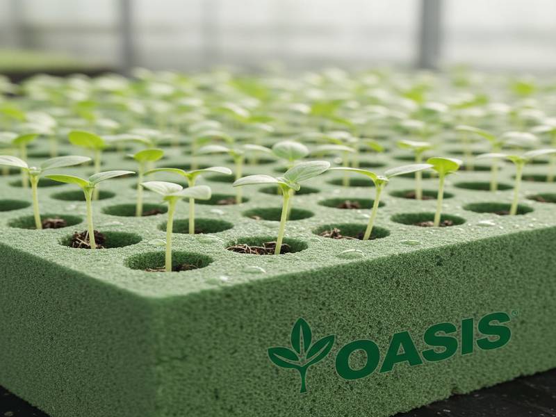 Plaque de mousse phénolique Oasis avec jeunes boutures